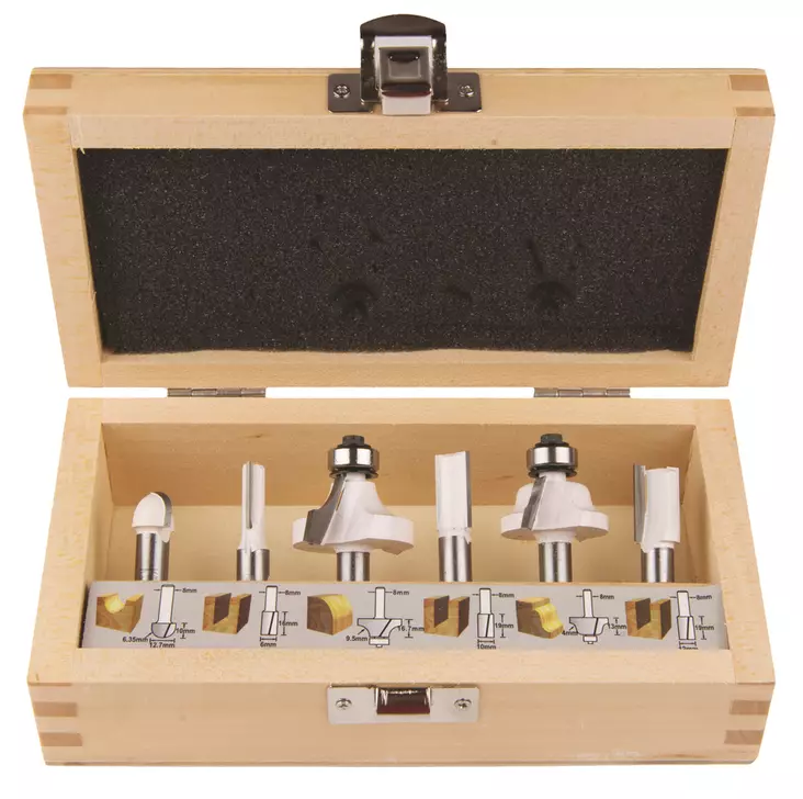 JYRSINTERÄSARJA 6-OSAA, KARA 8MM, 3 X URAJYRSIN, 2 X PYÖRISTYSJYRSIN - Makita akkukonetarvikkeet - D-53540 - 1