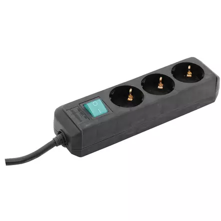 HAAROITUSJATKOJOHTO 3-OS 1,5M MUSTA KYTKIMELLÄ - Jatkojohdot ja kaapelikelat - BR002 - 1