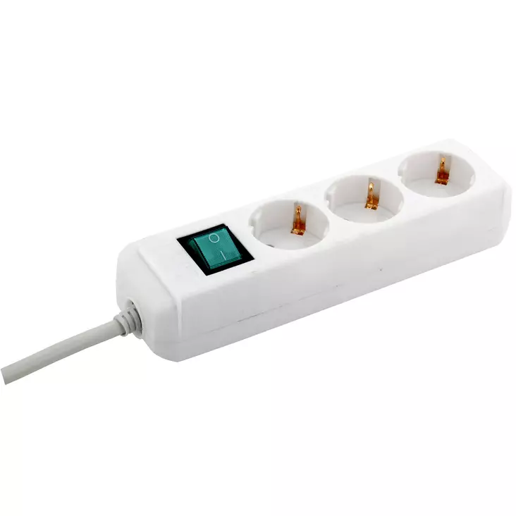 HAAROITUSJATKOJOHTO 3-OS 5M VALKOINEN KYTKIMELLÄ - Jatkojohdot ja kaapelikelat - BR003 - 1