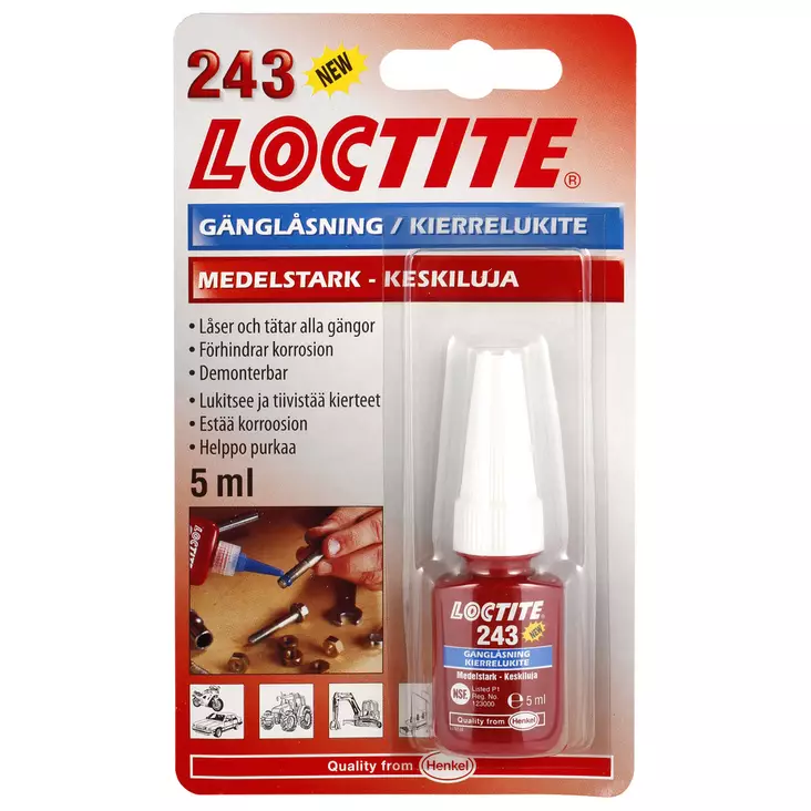 LOCTITE RUUVILUKITE NORMAALI 5ML (243) - Laakeri- ja kierrelukitteet - HK31415 - 1
