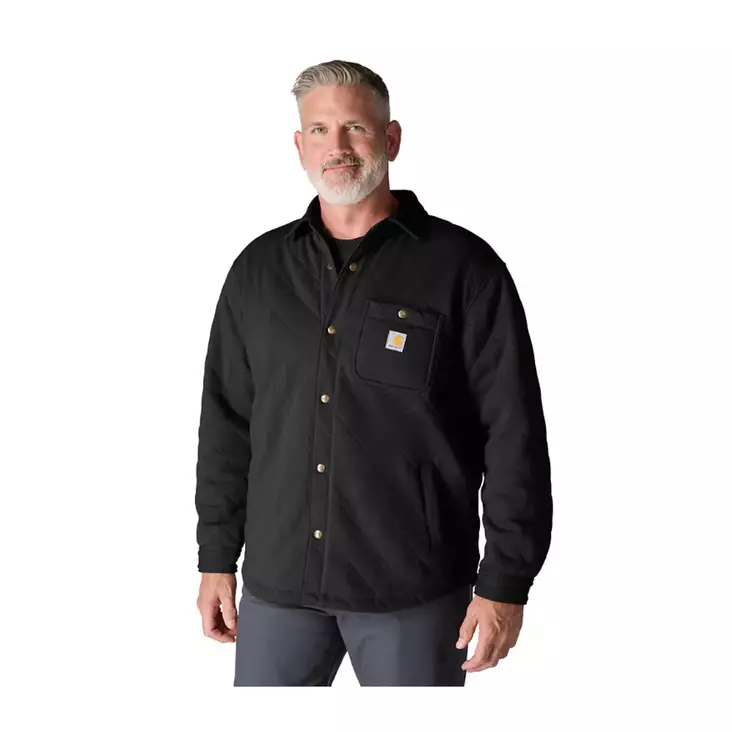 Carhartt Rain Defender=E2=84=A2 Loose Fit Heavyweight Quilted Snap Fro=
nt Shirt Jac =E2=80=93 Miesten vuorattu fleece-paitatakki - Carhartt-työtakit - 107270-BLKSREG - 1