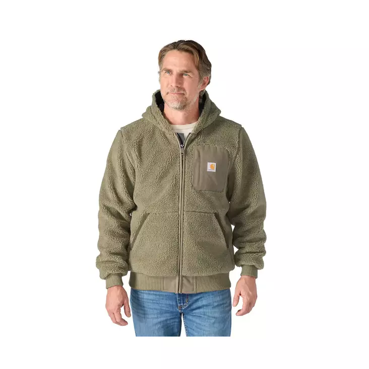 Carhartt Fairbanks fleece sherpa hupparitakki Field Fatigue greige - Carhartt-työtakit - 107665-GU2SREG - 1
