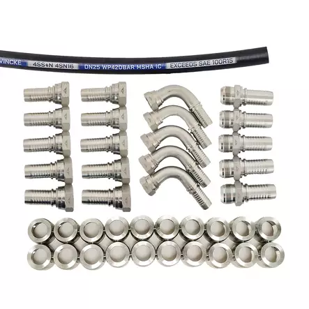 Paketti 10 m Vincke 4SSN+ spiraaliletku 3/4" SAE 100R15 + JIC-liittimet - Letku-liitinpaketit - MAN4S12JICPAK - 1