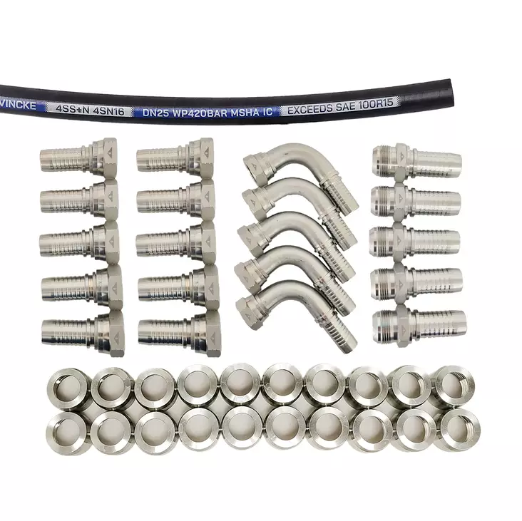 Paketti 10 m Vincke 4SSN spiraaliletku SAE100R15 + JIC-liittimet 1" - Letku-liitinpaketit - MAN4S16JICPAK - 1