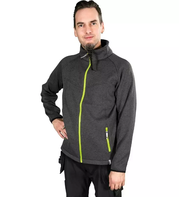 FLEECE NEULETAKKI ANTIGOR TUMMANHARMAAMEL/FL.KELTAINEN - Fleecet - PAT173K-M - 1